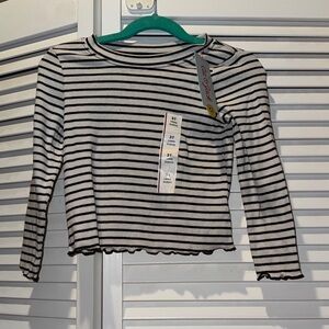 Cat & Jack Black and White Striped Long Sleeve Top